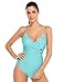 Ekouaer Womens One Piece Tummy Control Swimsuit V Neck Padded Monokini(S-XXL)