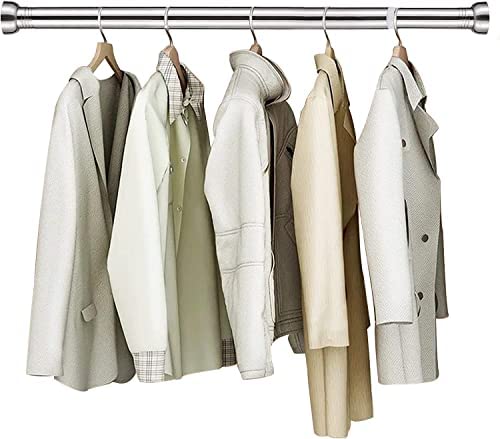 Extendable Clothes Rail, 72-99 cm Wardrobe Rail of Hangers Adjustable Stainless Steel with Round Base Adjustable Wardrobe Clothes Rail for Bedroom