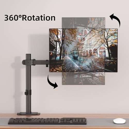Single Monitor Arm Desk Mount, Max. Load 10kg, Adjustable Mount with Tilt Swivel Rotation for 13-32 inch LCD LED Screens, 2 Mouting Options, Vesa 75x75/100x100mm