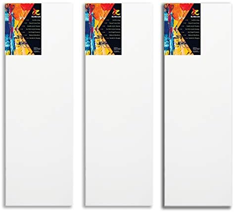 KetKraft™ Premium Stretched Canvas Cotton Medium Grain Acid Free Sizing Double Acrylic Titanium with Anti-fungal Treatment Size:9"x27" (Pack of 3)