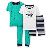 Carters Toddler 4-Piece Snug Fit Cotton PJs Whale Tour Teal