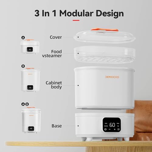 Dxmocos Baby Bottle Sterilizer and Dryer, 4-in-1 Electric Steam Sterilizer with LED Touch Screen, Auto Drying & Storage, BPA-Free, Fits Bottles & Accessories
