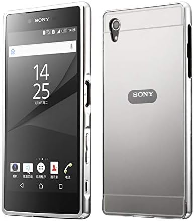 (#52) Fashionable Electroplating Push Pull Back Shell Cover + Metal Bumper Frame for compatible with : Sony Xperia Z5(Grey)