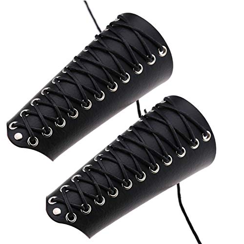 image for Melop 2PCS Leather Retro Archery Arm Guards Protective Bracer Hunting 