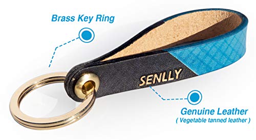 SENLLY Hand-Painted Lanyard Genuine Leather Handmade Man Woman Key Chain Holder With Brass Ring Durable Wristlet Strap for KeyChain, Car keys, Cell Mobile Phone, Charms, Lightweight Items - Thumbnail 3