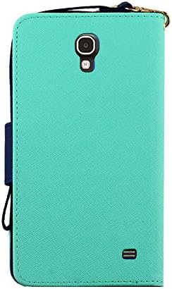 NEX 3 in 1 2-Tone Wallet Case with Wrist Strap for Samsung Galaxy Mega 2/G7508Q - Non-Retail Packaging - Green/Blue