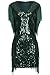 BABEYOND 1920s Flapper Dress Long Fringed Gatsby Dress Roaring 20s Sequins Beaded Dress Vintage Art Deco Dress Dark Green