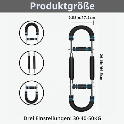Twister Armtrainer U-förmig Verstellbarer Brusttrainer (30-50kg / 70-110 lb) Fitnessgeräte für Zuhause Krafttraining für Männer und Frauen Tragbar Schwarz
