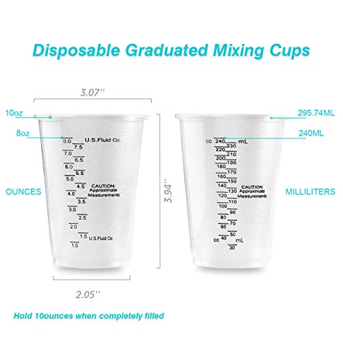 8oz Graduated Clear Plastic Measuring Cups with Wooden Stirring Sticks