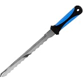 wfljl Insulation Knife with Sheath, 16.8" Serrated Blade | Double-sided serrated steel blade, portable sheath, cuts foam, rockwool, fiberglass and sod,spray foam knife