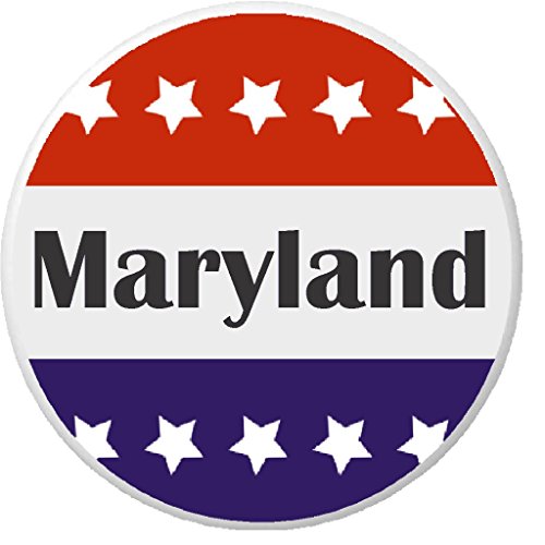 Maryland (MD) Red White Blue Stars 2.25" Large Button Pin State Pride Support