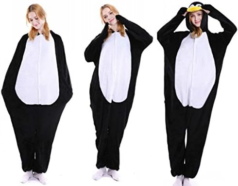 Indiefit Adults Onesie Pyjamas Flannel Animal Cosplay Costume Hoodie Sleepwear Nightgown penguin-L