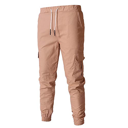 iYBUIA Men's Jogger Pants in Basic Solid Colors and Stretch Twill Fabric - Thumbnail 4