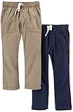 Carter's Big Boys' 2-Pack Woven Pant, Khaki/Navy, 5