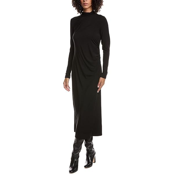 Vince Womens L/S WRAP Dress,Black,Small at Amazon Women's Clothing store