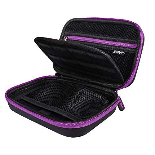 Soyan Carrying Case for Nintendo New 3DS XL and 2DS XL, with 16 Game Card Holders, Fits Wall Charger (Purple Zippers)