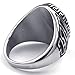KONOV Mens Crystal Stainless Steel Ring, Classic Oval, Black, Size 10