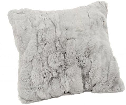 CX FUR Real Rabbit Fur Decoration Pillow Fur Pillow Cover Grey
