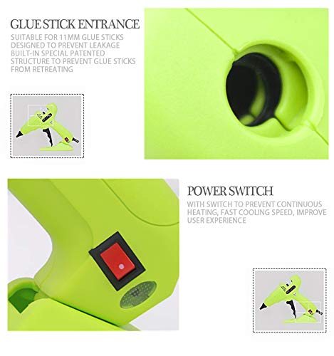 Hot Glue Gun Full Size 60W Heavy Duty Craft Glue Gun with Nozzle & 10Pcs 11 mm Glue Sticks and Hot Melt Glue Gun with Switch for DIY, Arts & Crafts, Home and Office Quick Repairs (green)