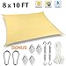 Sun Shade Sail with Stainless Steel Hardware Kit, Ohuhu 8' X 10' HDPE Rectangle Shade Sails Canopy Uv Block Cover Awning, Sun Shade for Patios Deck Lawn Backyard Garden Outdoor Activities Facility