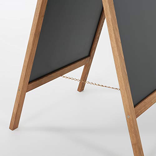 DISPLAY SALES - 540 x 950mm Weatherproof Wooden Easel | Magnetic Restaurant Whiteboard | Outdoor Notice Boards in Dark Beech | Large Chalkboard
