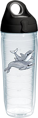 Nose Dolphins Tumbler With Emblem And Black With Gray Lid 24