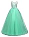 Maxi Long Floor Length Elegant Flower Girls Dresses For Wedding Birthday Pageant Prom Party Dresses Sleeveless Girl Dress Ball Gowns Lace Formal Sundresses Size 7-16 (Mint Green, 160)