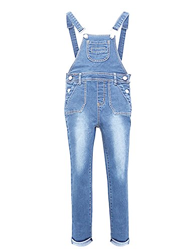 YJ.GWL Girls Denim Overalls(Light Blue,160)