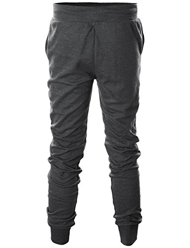 Ohoo Mens Slim Fit Lightweight Training Active Sweat Jogger Pants/DCA003-CHARCOAL-M - Thumbnail 3