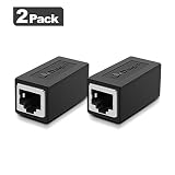 RJ45 Coupler, 2 Pack in-Line Coupler for Cat7 Cat6 Cat5e, Ethernet Cable Extender Adapter Support 100BASE-TX (Black-2 Pack)