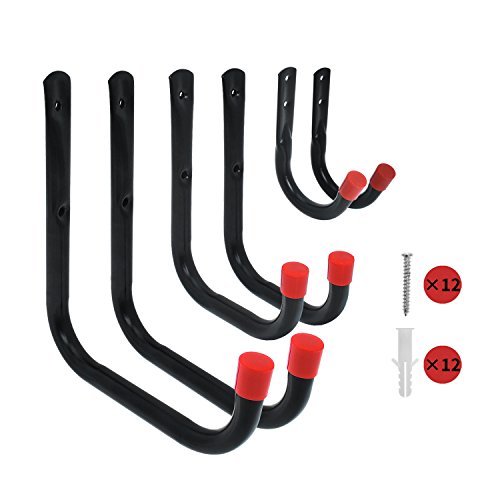 Heavy Duty Wall Mount Hooks Garage Storage Hanger Wall Mounted Organizer Multi-Tools Hanger Holder Utility Hooks 6 Pack - Thumbnail 7