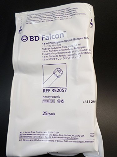 BD FALCON Polystyrene 14mL 17 x 100mm Round-Bottom Centrifuge Tubes Snap Cap