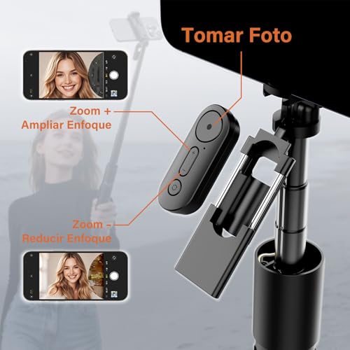 LEMONSEA Tripie para Celular 165cm, Tripode para Celular con Apertura Automática al Tocar el Suelo, Selfie Stick con Control Remoto Bluetooth, Altura Ajustable, Ideal para Fotografía y Vídeo de Viajes
