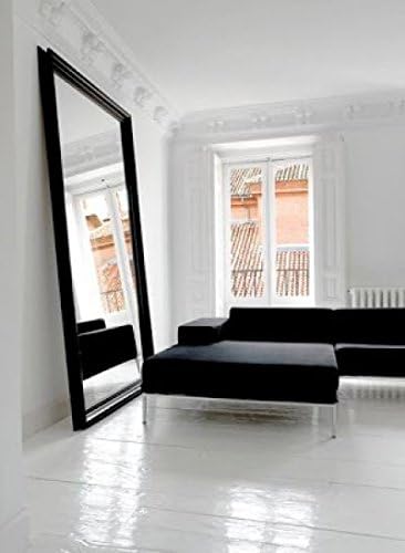 Reflex Sales and Marketing Ltd Extra Large, Lean To, Floor to Wall Matt Black Framed Mirror. Overall size - 170cm x 109cm x 3.5cm. Mirror size - 151cm x 90cm.