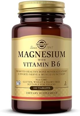 | Magnésio e vitamina B6 | Suplemento Alimentar Redutor de Fadiga | Com Magnésio e Vitamina B6 | Para Homens e Mulheres | 100 cápsulas