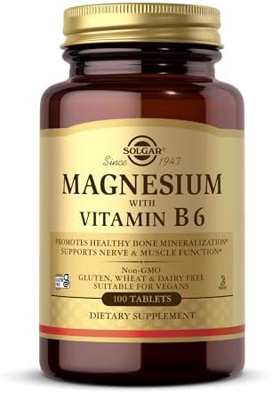 | Magnésio e vitamina B6 | Suplemento Alimentar Redutor de Fadiga | Com Magnésio e Vitamina B6 | Para Homens e Mulheres | 100 cápsulas