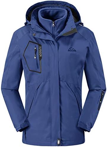Tbmpoy 与え アウトドア ジャケット レディース 登山服 防寒着 3in1 多機能 フード付き 撥水 取り外し可能 防風 二着セット 保温