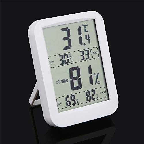 DICPOLIA LCD Digital Hygrometer Thermometers Household Office Desktop Display,Indoor Outdoor Thermometer Digital Hygromete,Weather Thermometer Monitor for Home,Car,Office,Room (White) - Thumbnail 2