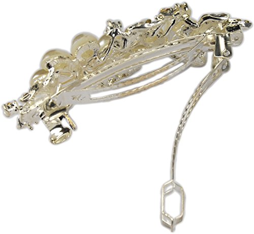Bridal Rhinestone and Pearl Hair Barette - 3.5"