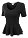 LE3NO Womens Round Neck Peplum Top Blouse