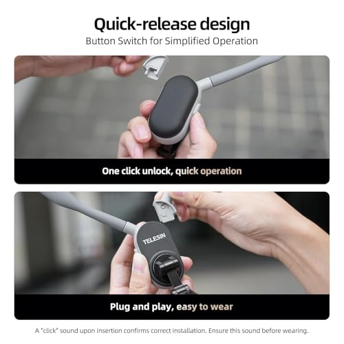 TELESIN Magnetic Selfie Neck Phone Holder, POV/VLOG Magnetic Mobile Phone Necklace for Magsafe Neck Phone Holder for iPhone 17 16 15 14 13 PRO 12 Max Android (Gray)