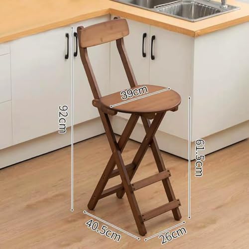 Zucng Bamboo Folding Bar Stool Kitchen Counter Stools with Backrest and Footrest, Portable Bar Chairs for Home Kitchen Island Breakfast, No Assembly, Brown