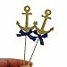 Bilipala Anchor Cake Cupcake Topper Picks For Nautical Theme Decorations Party Supplies, 12 Counts