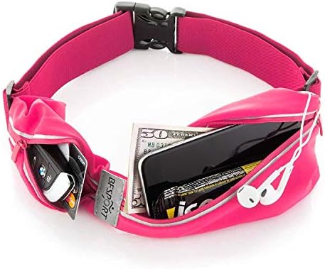 Tenplus Running Waist Pack Compatible Samsung Galaxy S8+ S8 Plus Exynos G955F G955FD 6.2", Waterproof Adjustable Running Belt with Dual Pouch Workout Fitness Phone Holder for Men, Women (Pink)