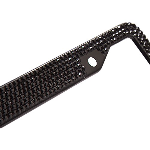 Bling License Plate Frame for Women Girl Rhinestones Tag Plate Frame for Car 2 Pack Bonus Matching Screws Accessories by ZATAYE (Black-2)