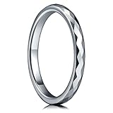 THREE KEYS JEWELRY 2mm Womens Tungsten Wedding Ring Multi-Faceted Wedding Band Diamond Cuts Ring