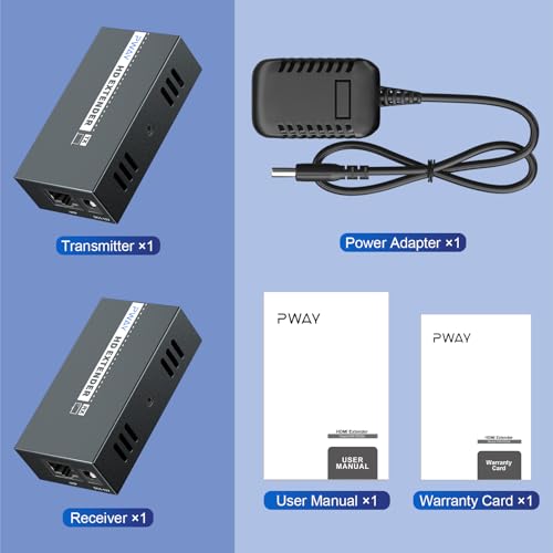 PWAY DT264 HDMI Extender Over Ethernet 150M 492ft HDMI to RJ45 over Cat5e/6/7 Ethernet Transmitter HDMI Receiver Support Loop out
