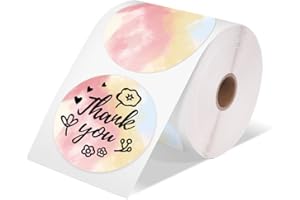 Memoking 2” Color Circle Thermal Label, Self-Adhesive Round Sticker Label, Circular Direct Thermal Printer Label for Logo Des