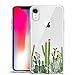 Unov Case Compatible with iPhone XR Case Clear with Design Slim Protective Soft TPU Bumper Embossed Pattern 6.1 Inch (Cactus Succulents)