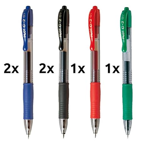 Pilot G2 Pack 6 Stifte 2 blau 2 schwarz 1 rot 1 grün